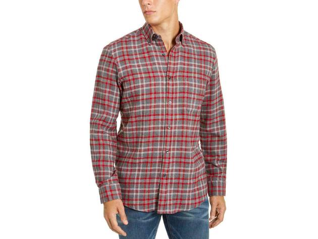 Club Room Men's Flannel Shirt Gray Size Medium