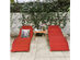 Costway 2 Piece Folding Wooden Outdoor Lounge Chair Chaise Red Cushion Pad Pool Deck 