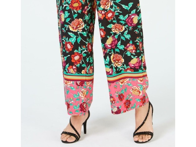 Thalia Sodi Women's Wide-Leg Pants Printed  Rose Floral Size Extra Large