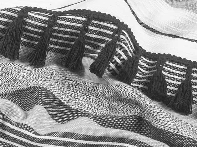 Kingham Contemporary Boho Grey Stripes Duvet Cover Set