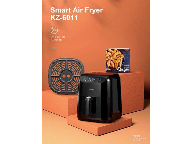 Air Fryer, 5.8QT, 1500W, 6 Presets, Timer, Preheat, Touchscreen LED, Black