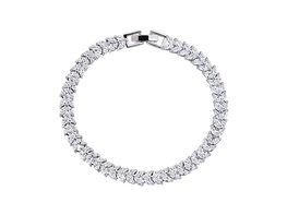 Heart 18K White Gold Plated Tennis Bracelet with Marquise Cut White Diamond Cubic Zirconia
