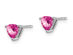 1.05 Carat (ctw) Lab Created Trillion Pink Sapphire Solitaire Earrings in 14K White Gold