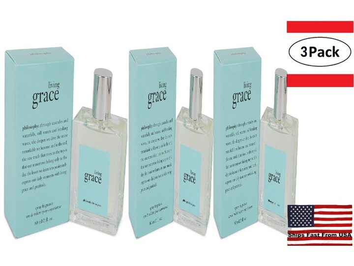 3 Pack Living Grace by Philosophy Eua De Toilette Spray 2 oz for