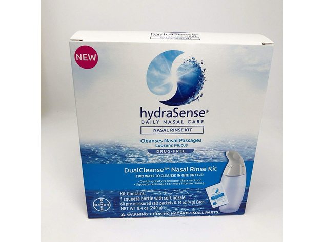 Hydra Sense Dual Cleanse Nasal Rinse Kit, Quickly Cleanse Nasal Passages and Loosen Mucus, 60 Ea