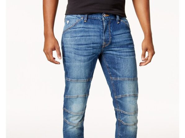 slim tapered moto jeans