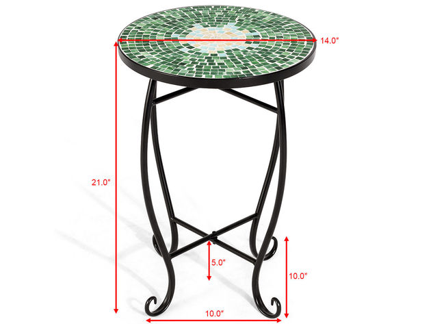 Costway Outdoor Indoor Accent Table Plant Stand Scheme Garden Steel Green - Multicolor
