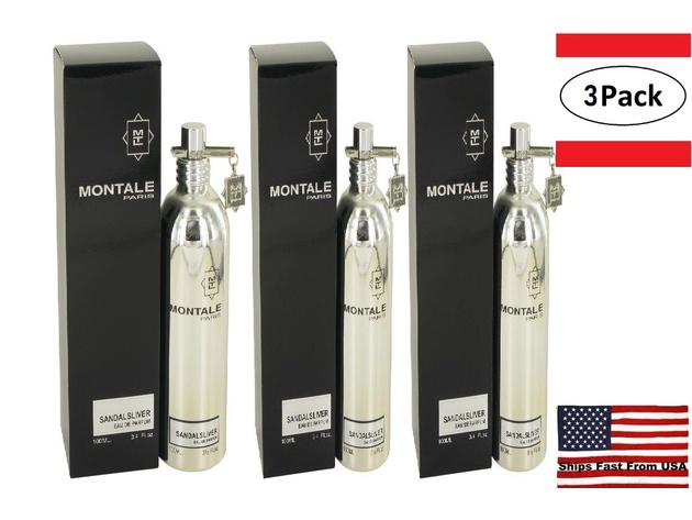 3 Pack Montale Sandal Silver by Montale Eau De Parfum Spray (Unisex) 3.4 oz for Women