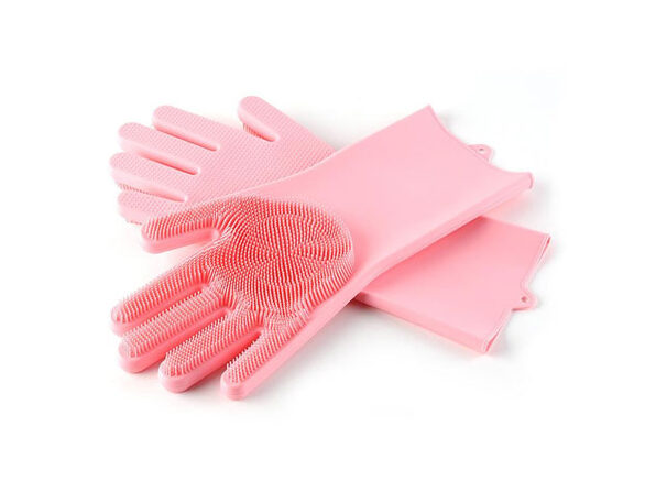 pink dish gloves