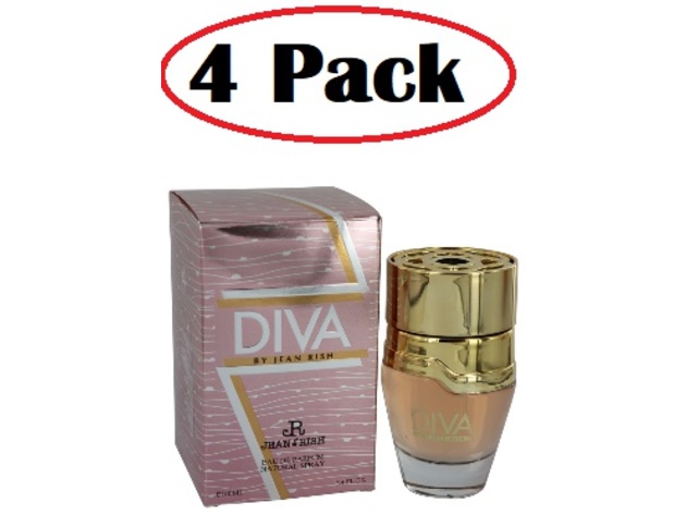 4 Pack of Diva By Jean Rish by Jean Rish Eau De Parfum Spray 3.4 oz