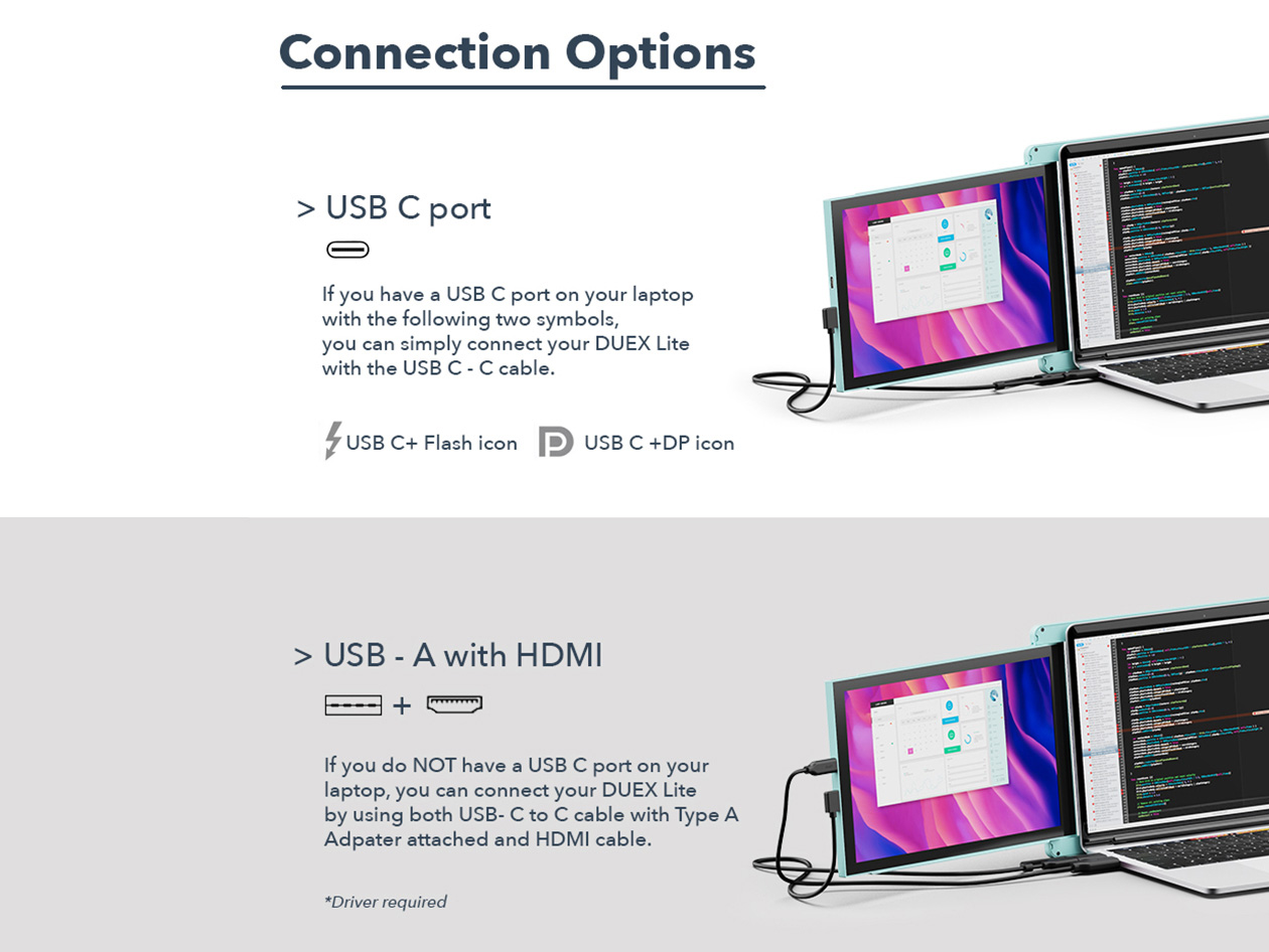 Mobile Pixels Duex Lite: Portable Dual-Screen Laptop Monitor (Green)