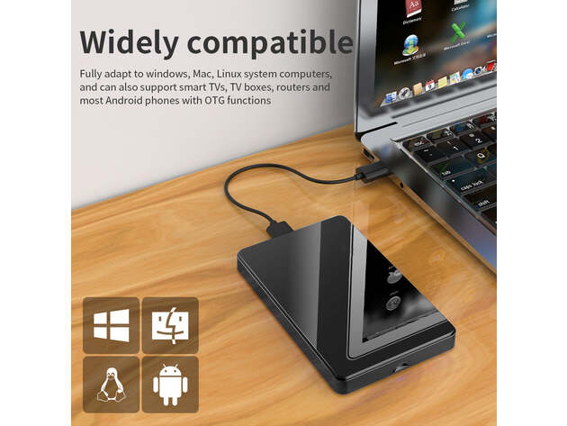 Slim Portable USB 3.0 External Hard Drive - 1TB (White)