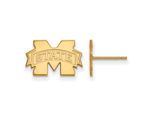 NCAA 14k Gold Plated Silver Mississippi State X-Small Post Earrings