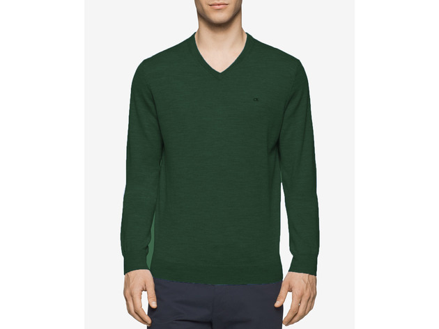 Calvin Klein Men's  Merino V-Neck Sweater Kale Size Medium