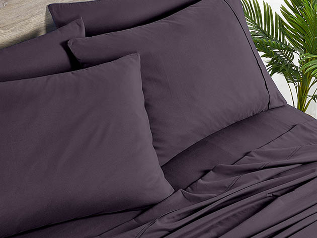 Bamboo 2000 Count 6-Piece Sheet Set with SnugGrip (Purple/Full)