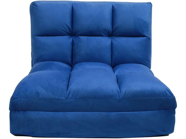 Loungie Micro-Suede 5-Position Metal Adjustable Convertible Flip Chair - Blue (Like New, Damaged Retail Box)