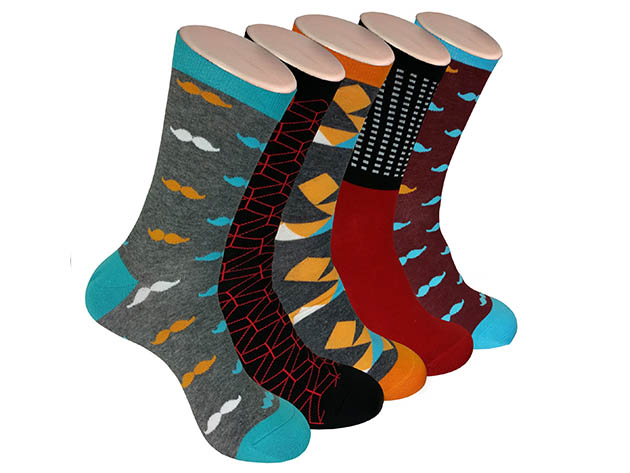 Colorful Men's Cotton Blend Socks (5 Pairs/Haberdashery) | StackSocial