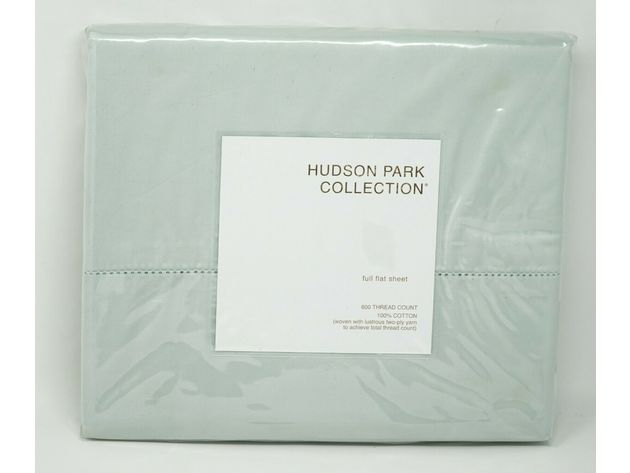 Hudson Park Collection 100% Cotton 600 Thread Count Solid Full Flat Sheet, Opaline
