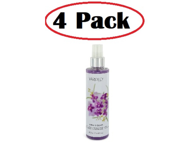 4 Pack of April Violets by Yardley London Body Mist 6.8 oz