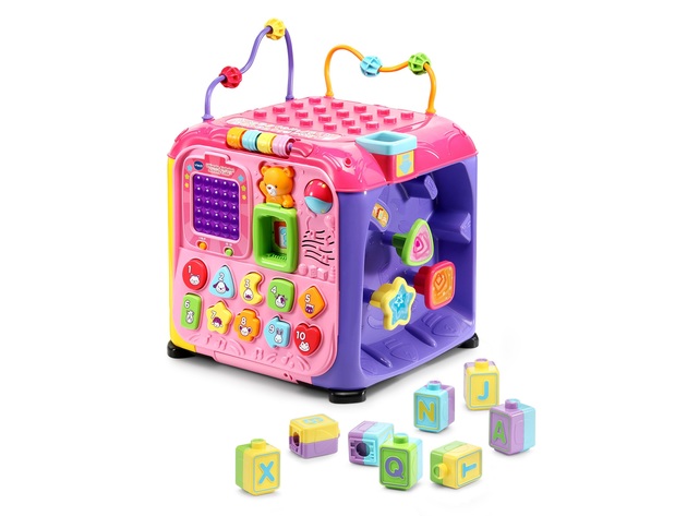 Vtech Ultimate Alphabet Activity Cube, Activity Toy for Infants with Five Interactive Sides and Includes 13 Double-Sided Letter Blocks, Pink