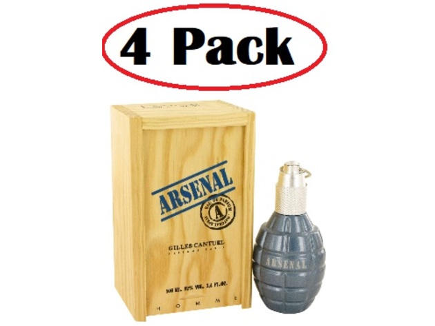 4 Pack of ARSENAL BLUE by Gilles Cantuel Eau De Parfum Spray 3.4 oz