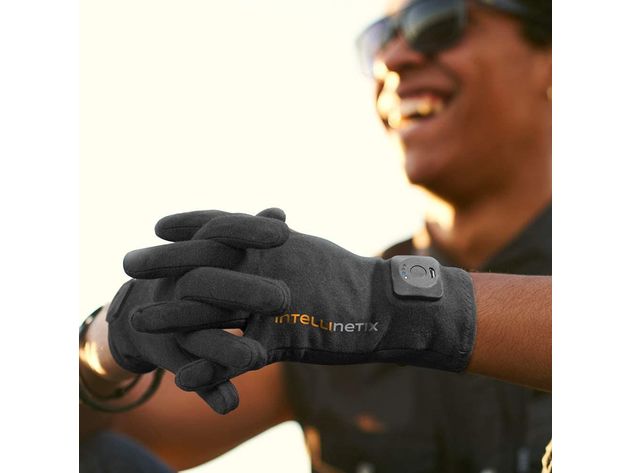 Intellinetix Vibrating Therapy Pain Relief Full Finger Gloves By Brownmed, Large, Black