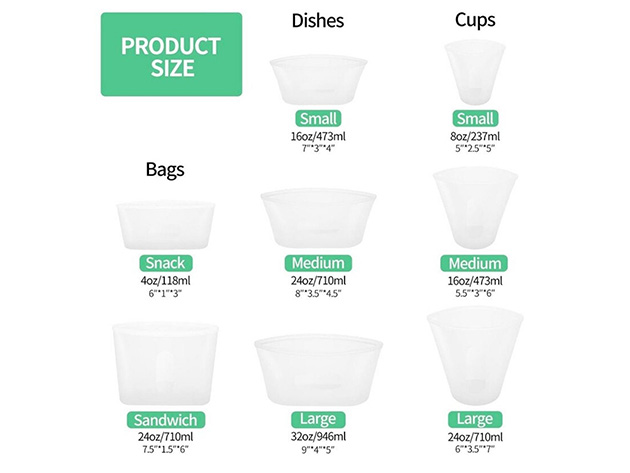 Eco-Friendly Reusable Food Storage Zip Bags (8-Pack)