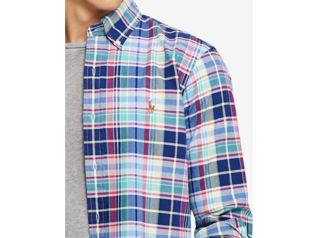 Polo Ralph Lauren Men's Classic Fit Plaid Oxford Shirt Multicolor Size Large
