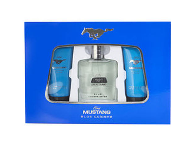 MUSTANG BLUE by Estee Lauder COLOGNE SPRAY 3.4 OZ & AFTERSHAVE BALM 3.4 OZ & SHOWER GEL 3.4 OZ For MEN