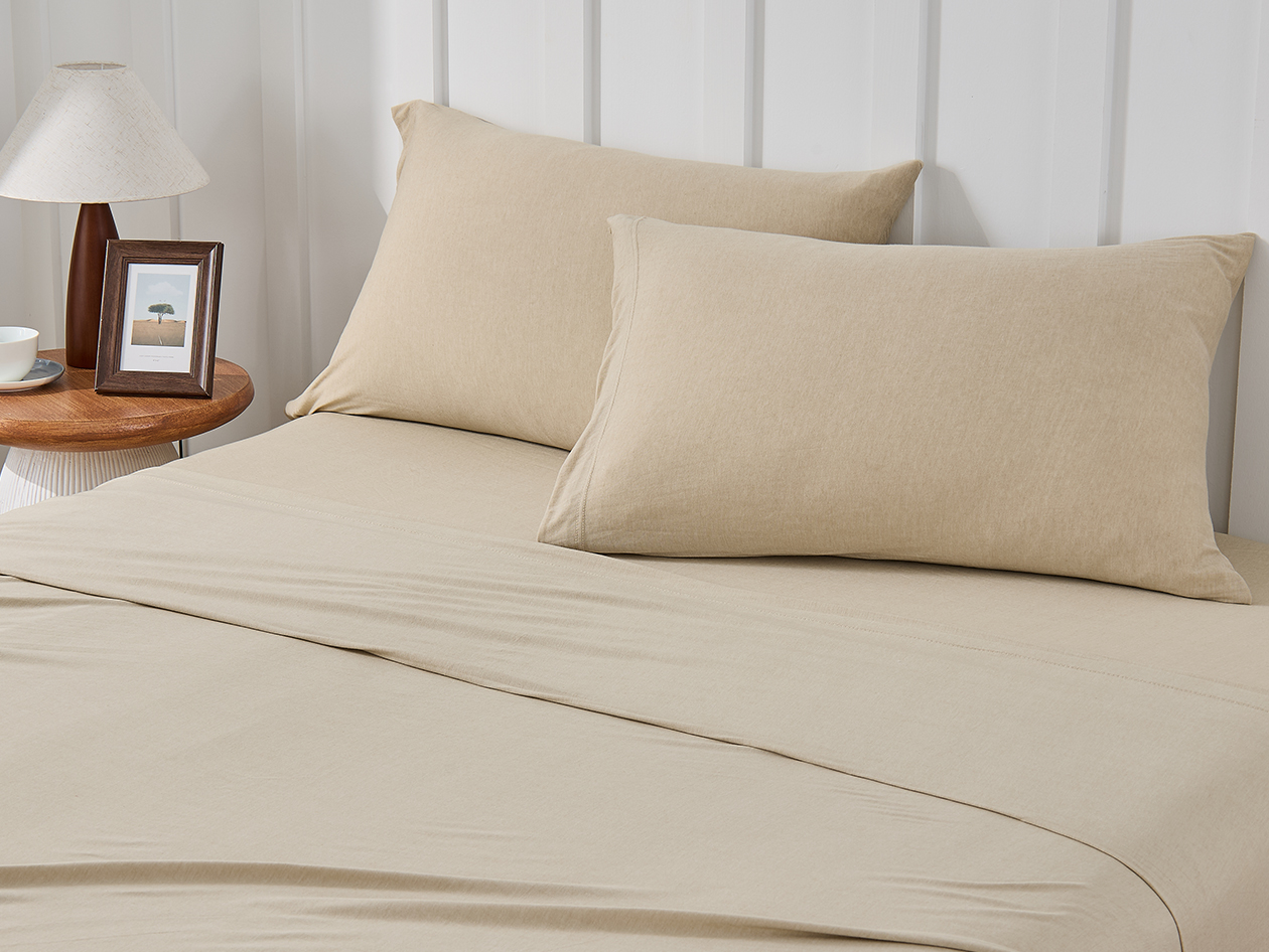 Kathy Ireland 4 Piece Heathered Jersey Knit Cotton Sheet Set