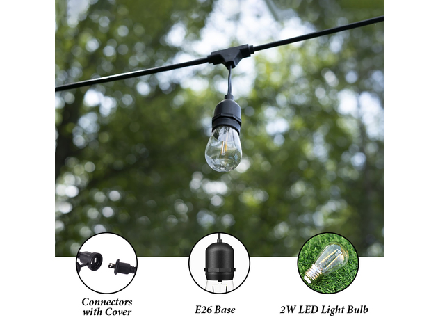 Costway 33FT LED Outdoor Waterproof Commercial Grade Patio Globe String Lights Bulbs