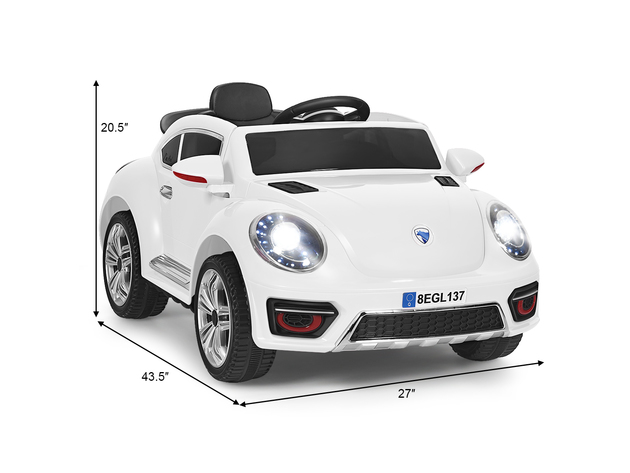 Costway Kids Electric Ride On Car Battery Powered Vehicle 3 Speed RC w/ LED Light - White