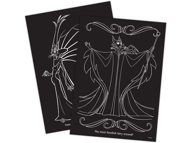 Disney Villains Black Paper Coloring and Activity Book with Crayons Bendon, Multicolor