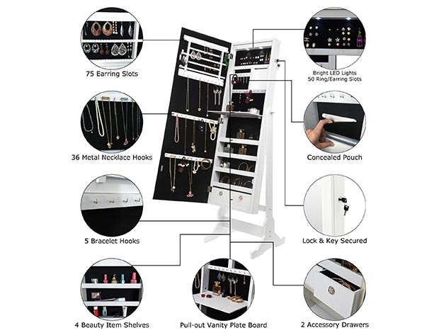 Sparkle Cheval Mirror Jewelry Armoire