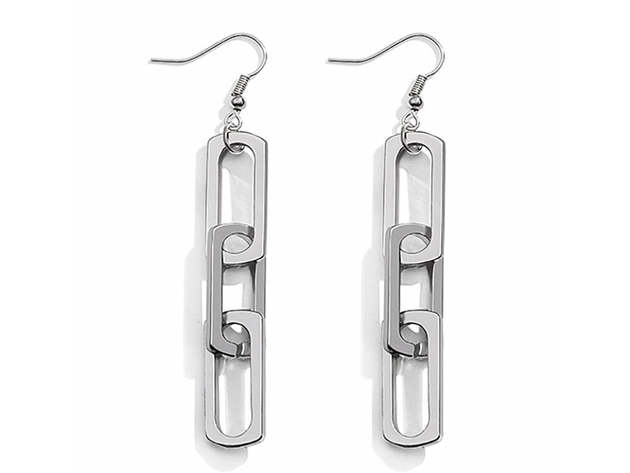 Silver Link Dangle Earrings
