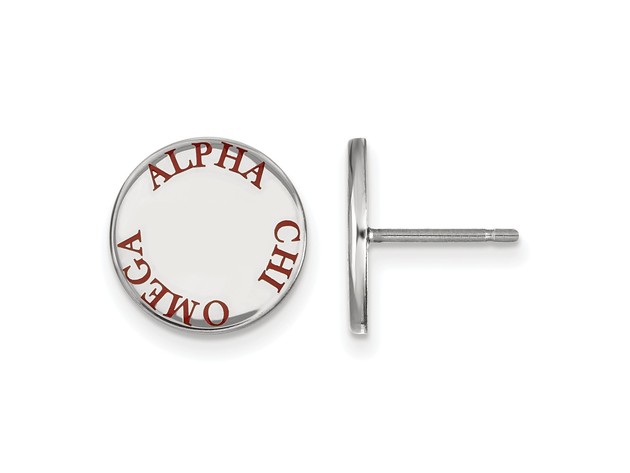Sterling Silver Alpha Chi Omega Enamel Post Earrings