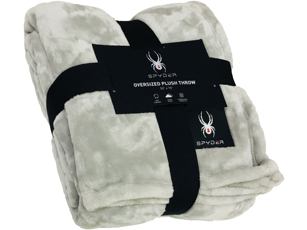 Spyder Flannel Ultra Plush Throw Blanket Interwoven Strength - Oversized Throw 50"x70" Grey