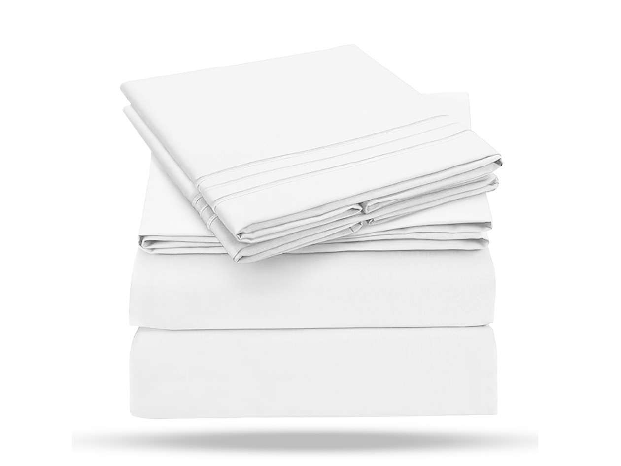 The Luxe 4-Piece Microfiber Bed Sheet Set (White/Queen)