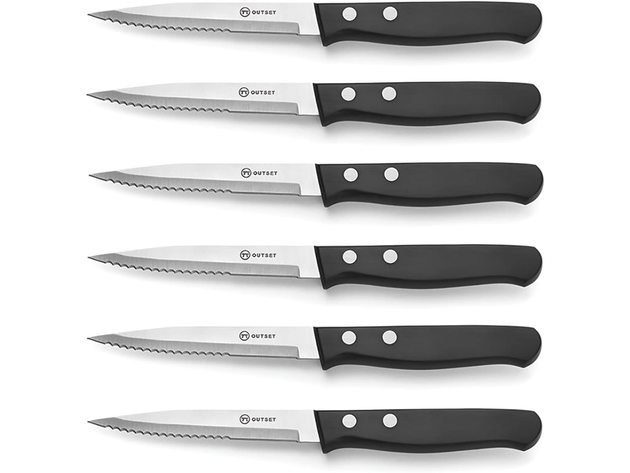 Outset 74919 Steakhouse Knife Set, Stainless Steel, Set of 6 - White