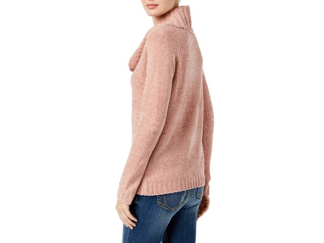 INC International Concepts Women's Cowl-Neck Chenille Sweater Rose Size Medium