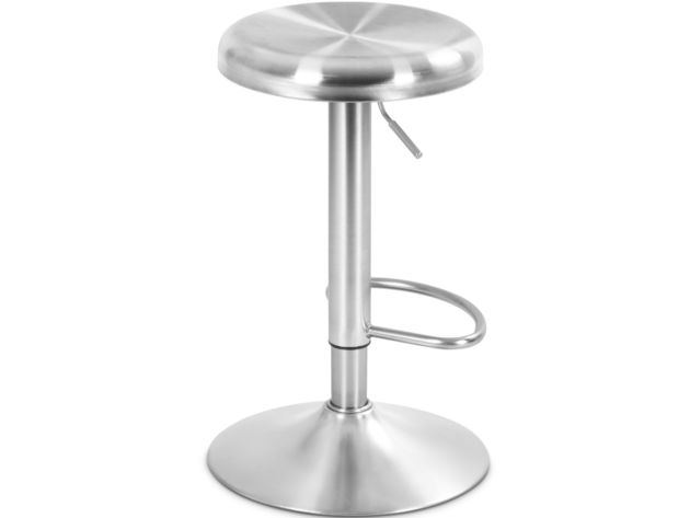 Costway Brushed Stainless Steel Swivel Bar Stool Seat Adjustable Height Round Top Silver