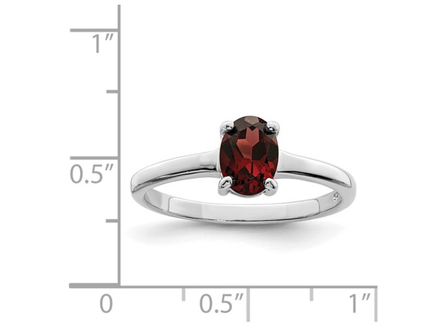 1.90 Carat (ctw) Oval-Cut Red Garnet Ring in Sterling Silver - 8