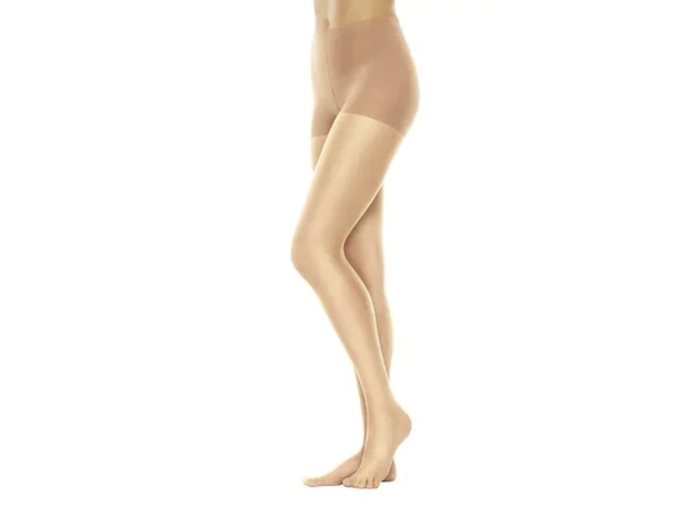 Hanes Perfect Nudes Tummy Control Nylon and Spandex Pantyhose, Large Size, 10 Denier, Buff