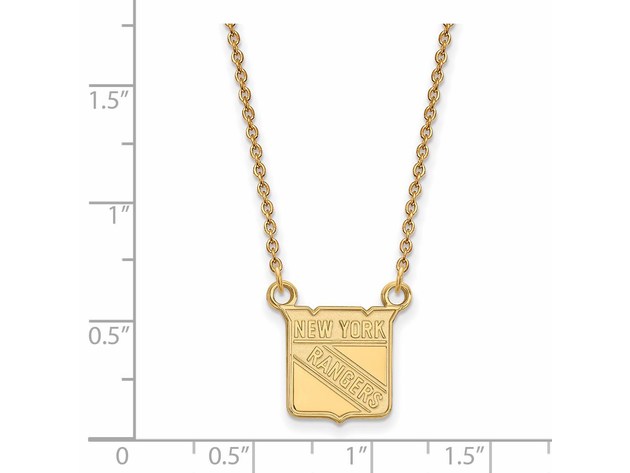 14k Yellow Gold NHL New York Rangers Small Necklace, 18 Inch