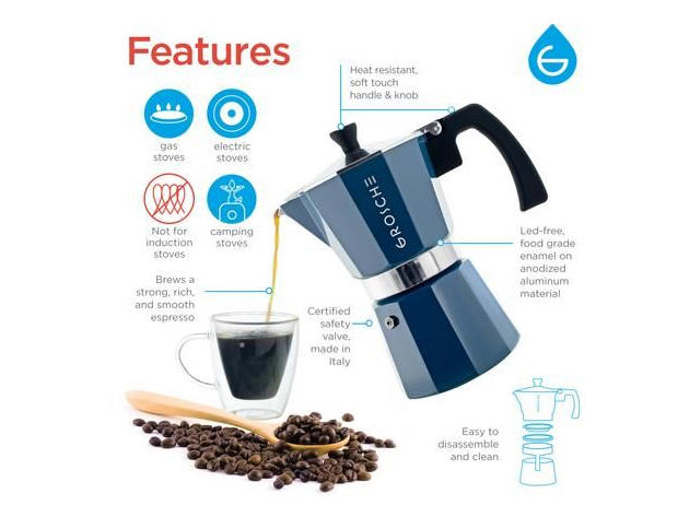 MILANO Stovetop 9-Cup Espresso Maker with Latte Milk Frother