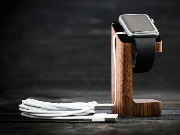 wooden apple watch charging stand