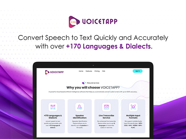 Voicetapp Speech to Text Transcription: Lifetime Subscription