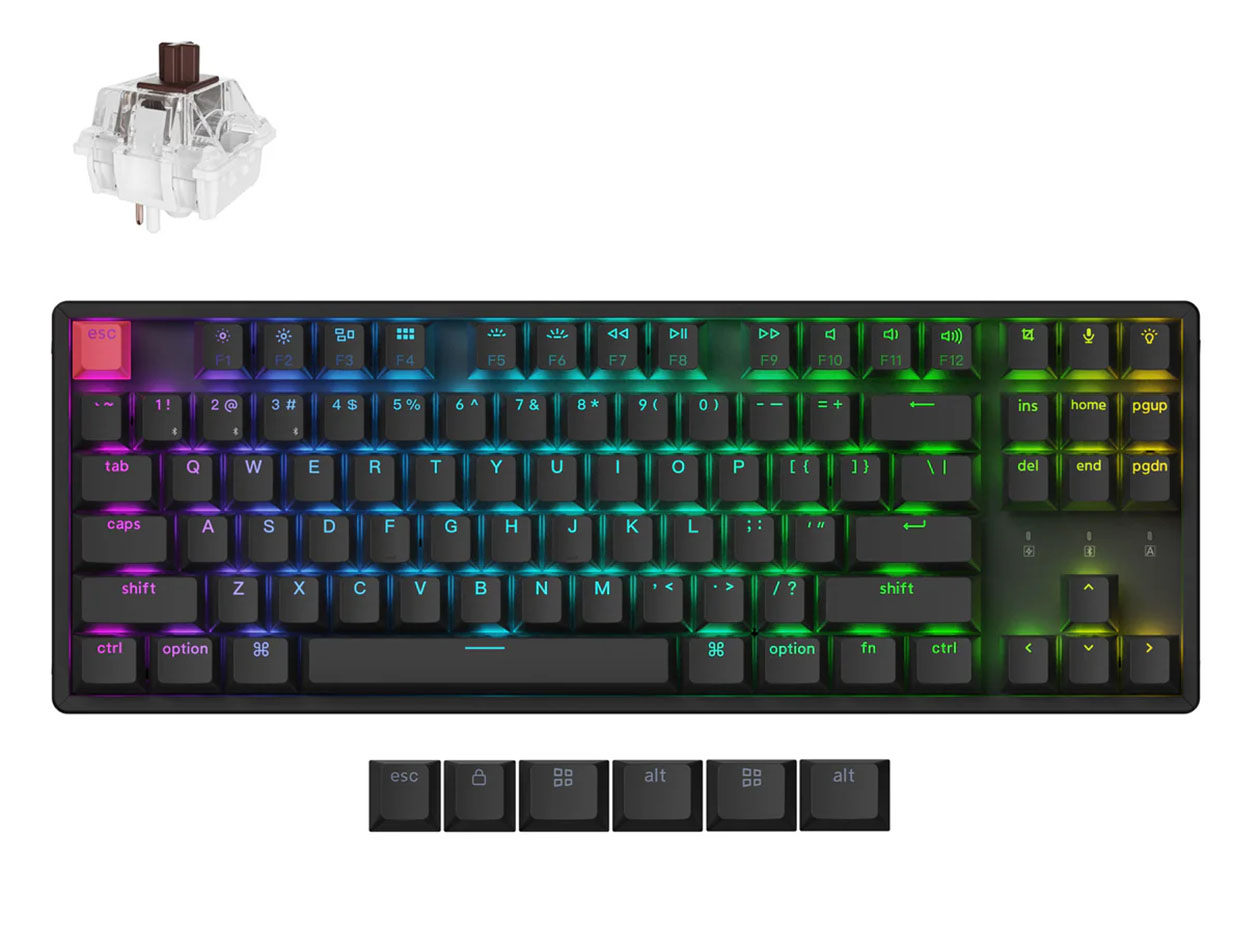 K8 QMK Wireless Mechanical Keyboard RGB Backlight Aluminum Frame (Hot-Swappable) - Brown Switch