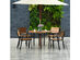 Costway 5 Piece Acacia Wood Round Table w/Umbrella Hole Garden Deck