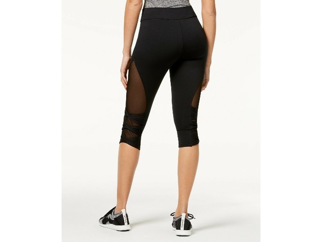 Material Girl Juniors Mesh Panel Cropped Leggings Black Size Large